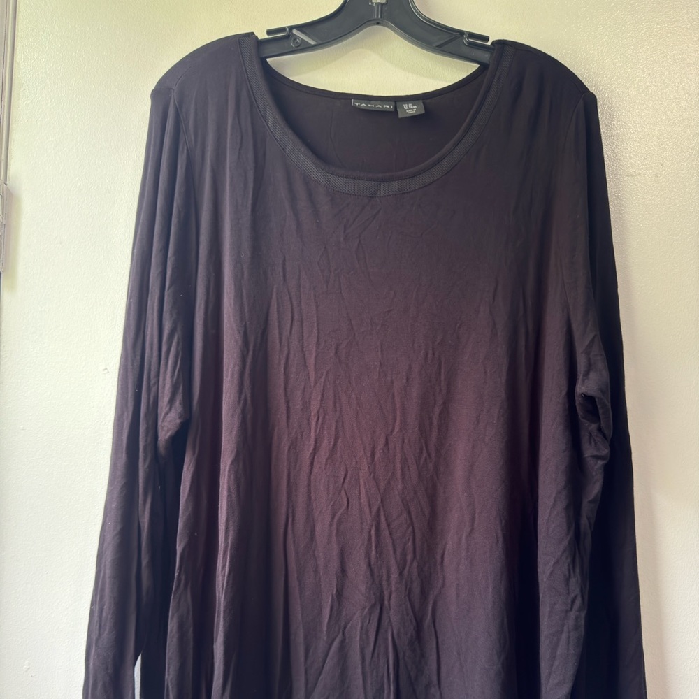 Tahari Black Long Sleeve Top - Picture 2 of 11